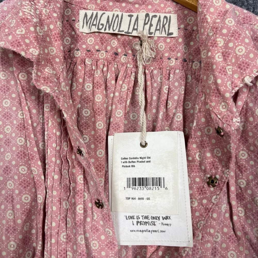 Magnolia Pearl Cordelia Night Shirt Womens OS Aditi Pink Cotton Boho Cottagecore
